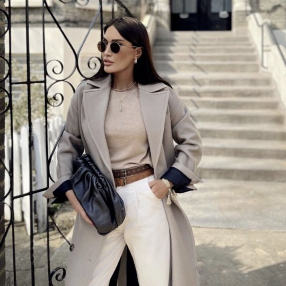 ZARA WOMEN NEW OVERSIZED DOUBLE BREASTED WOOL BLEND COAT GRAY 2578/747 X… - Picture 8 of 15